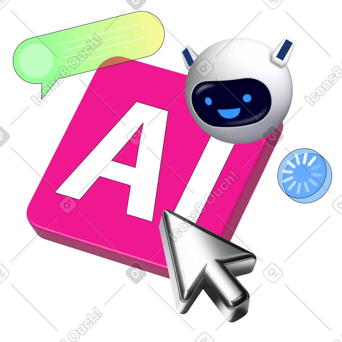 Ilustração de Letras ai com texto chatbot em no estilo Pop para baixar em PNG, SVG