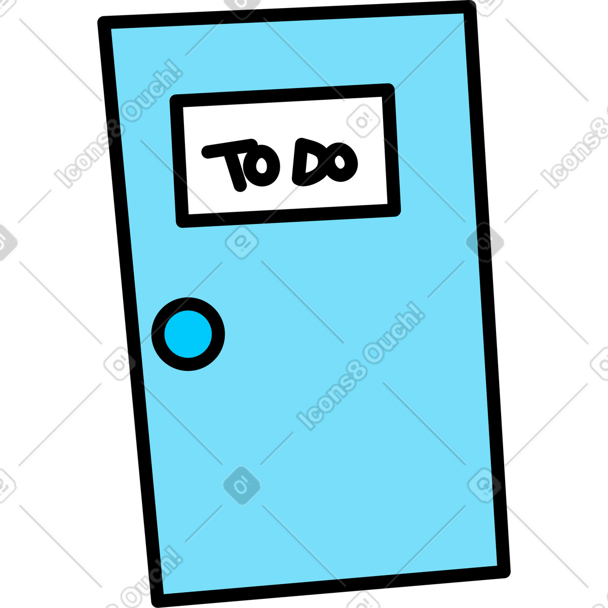 Door with a to do sign illustration in Giggle style download in PNG, SVG