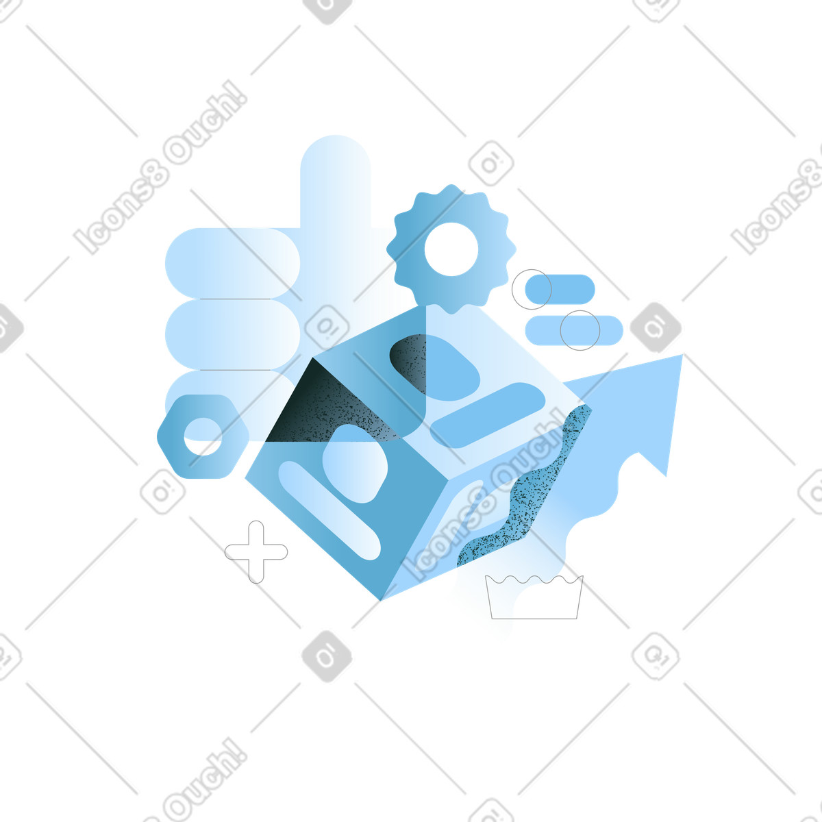 3d user icon with gear and arrow, profile settings account customization illustration in Concept style download in PNG, SVG
