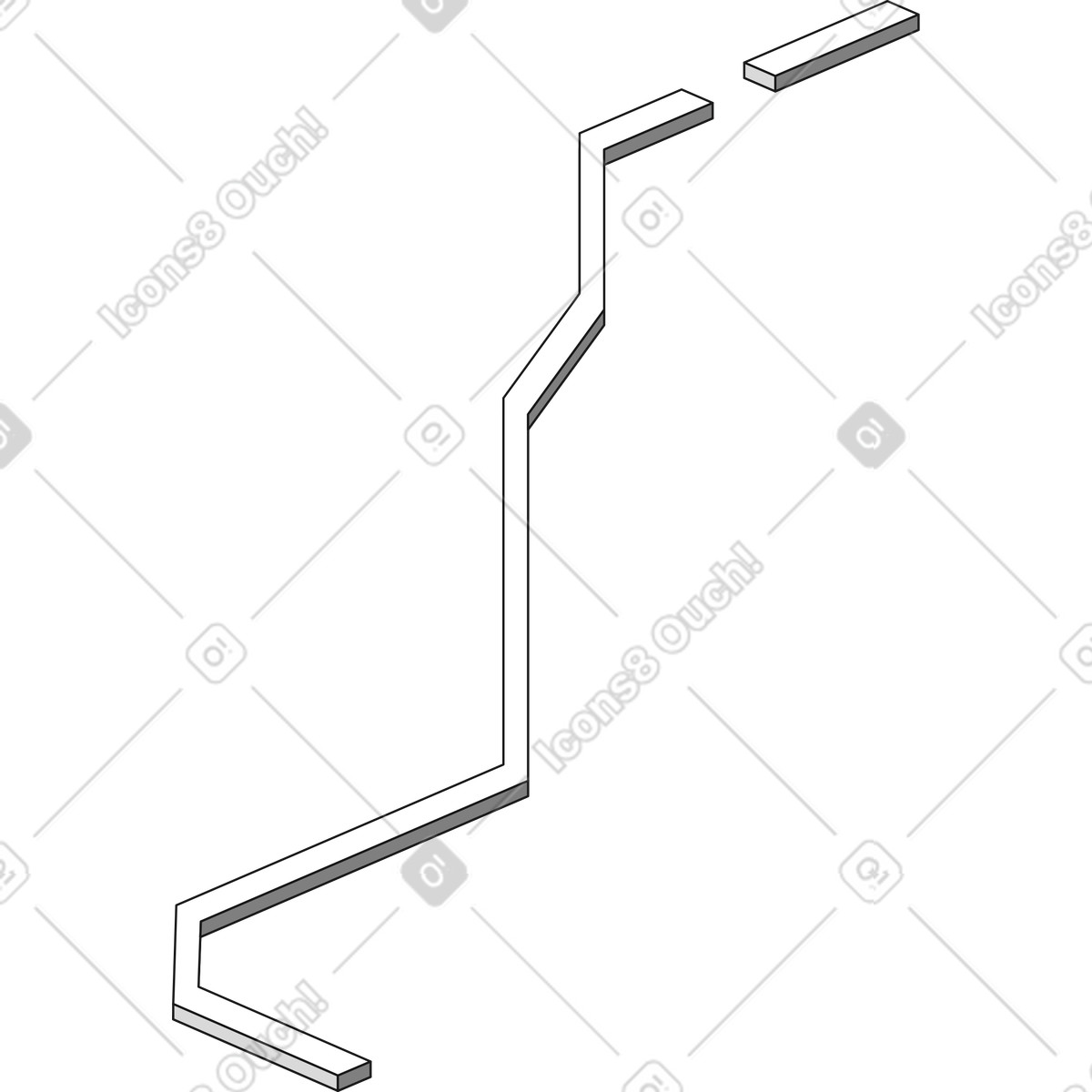 Illustration Line zigzag path with detached segment minimal geometric wall decoration dans le style Futuristic à télécharger aux formats PNG, SVG