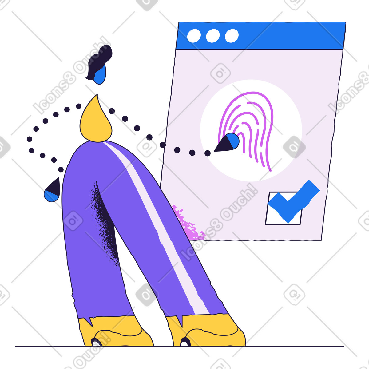 Иллюстрация Fingerprint scan on digital screen, Biometric security authentication в стиле Conifer — скачать в форматах PNG, SVG