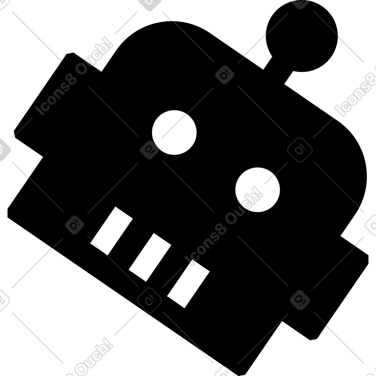 Memphis スタイルの Robot head のイラストをPNG、SVG形式でダウンロード