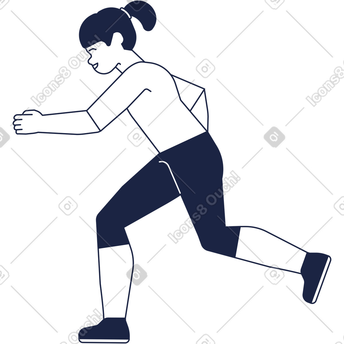 Ilustración La chica corre y mira hacia abajo en estilo Urban Line a descargar en PNG SVG