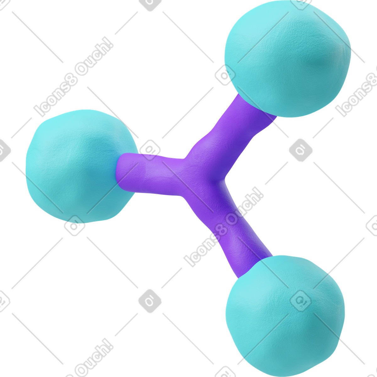 Three-quarter side view of a blue connect symbol illustration in 3D Plastilina style download in PNG, SVG