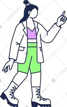 Jeune femme levant son doigt PNG, SVG