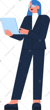 Femme debout avec un ordinateur portable PNG, SVG