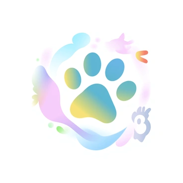 A fun logo for a pet shop with a paw print and a wagging tail