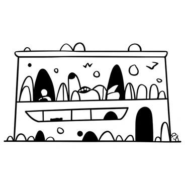 A wall adorned with an artistic installation made from various stones of different sizes and shapes, meticulously arranged to form a unique visual display. The stones are of various textures, including smooth, rough, rounded, and jagged, creating a dynamic interplay of forms. Some stones are placed in a linear pattern while others are clustered together in abstract formations. In the foreground, there are small pebbles scattered at the base of the wall, enhancing the overall composition of the display.