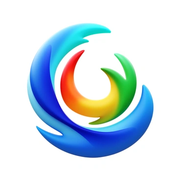 A vibrant swirl of colors in a dynamic motion, with shades of blue, red, yellow, and green blending seamlessly. The colors create the illusion of dancing, with fluid and graceful curves. The background is a blank canvas, allowing the colorful swirl to become the focal point of the image.