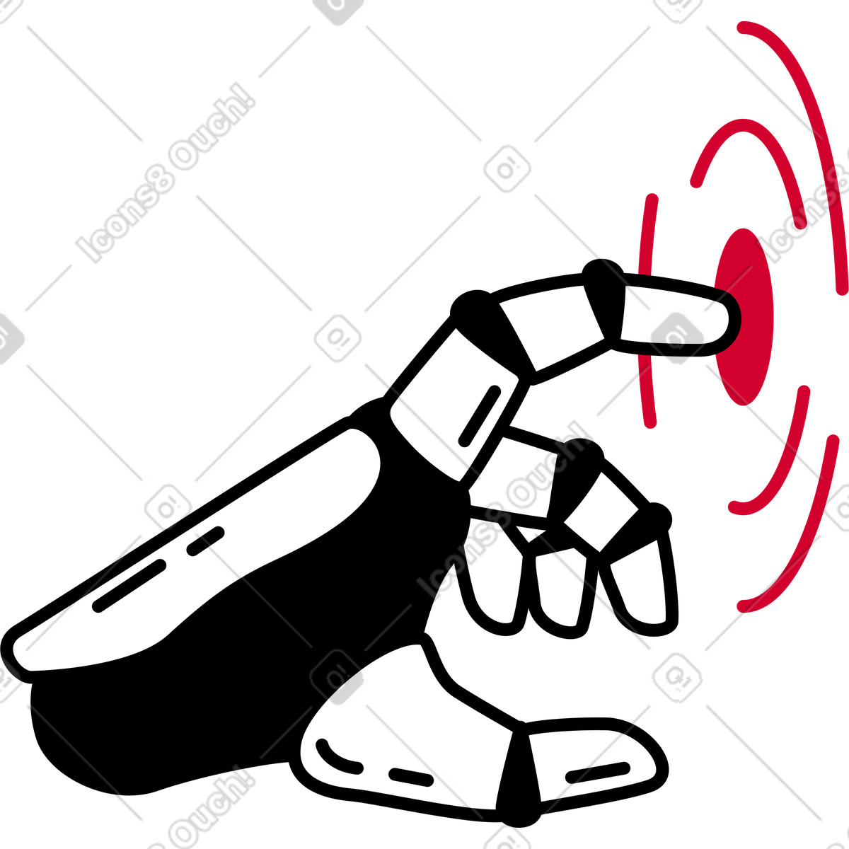 Ilustración Mano robo presionando el botón en estilo Ruby a descargar en PNG y SVG