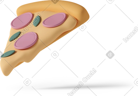 Fast food Casual life スタイルの 3D pizza slice のイラストをPNG、SVG形式でダウンロード