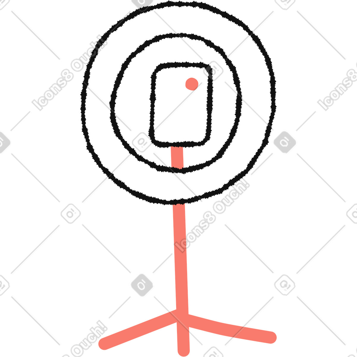Illustration Ring light tripod stand with smartphone holder for video recording dans le style Bold People à télécharger aux formats PNG, SVG