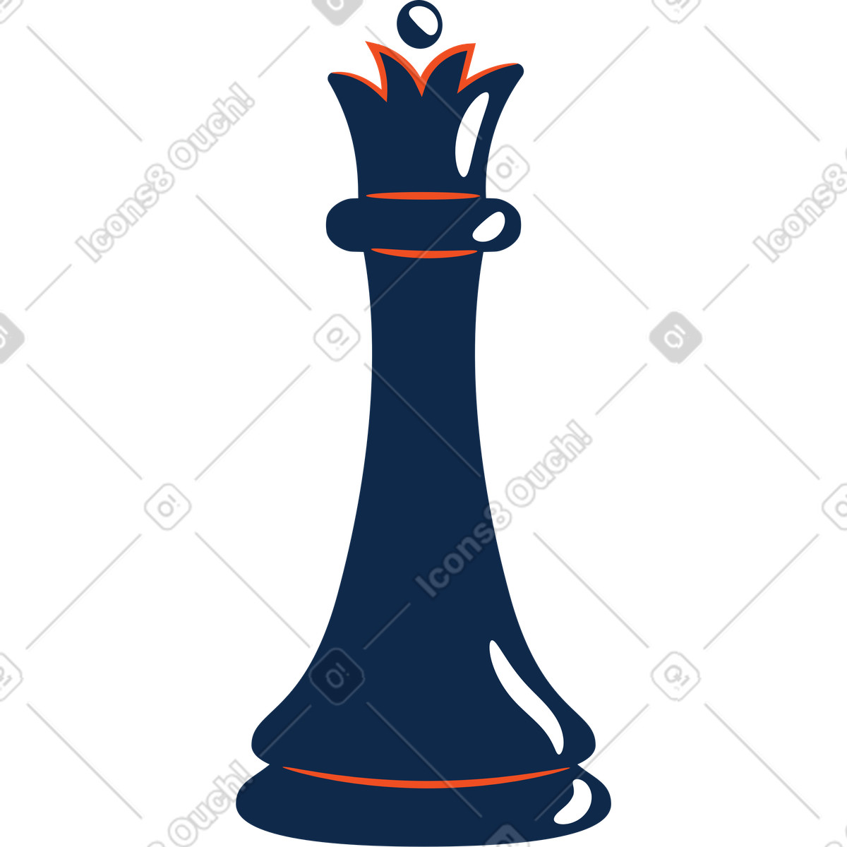 下载 Flame 风格的 国际象棋黑皇后 插画，支持 PNG、SVG 格式