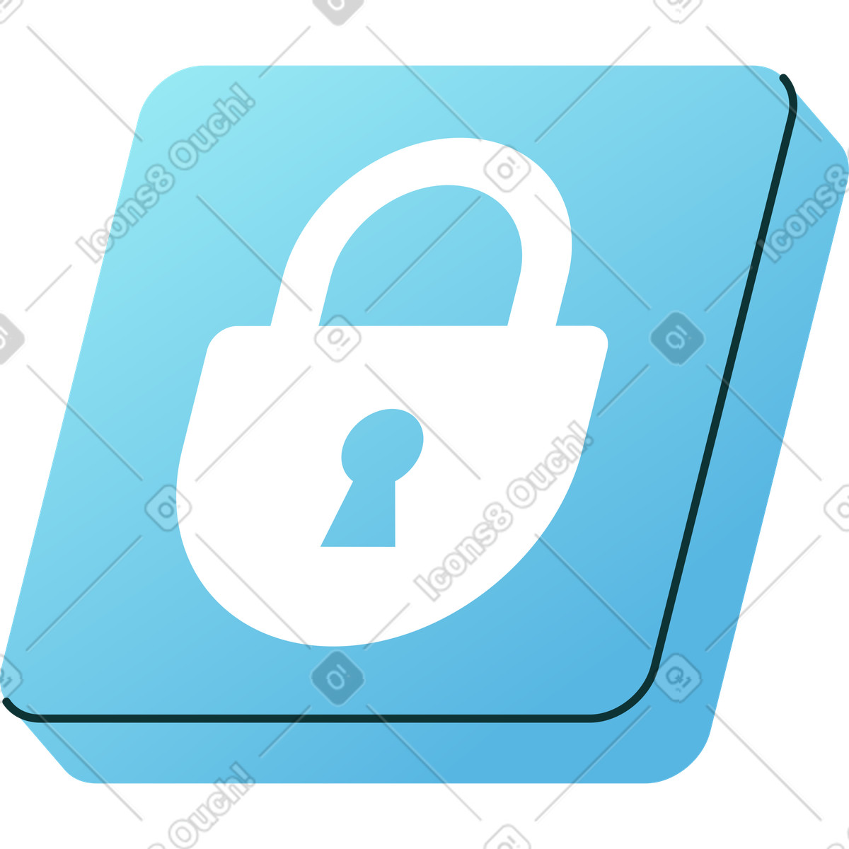 Cubic lock icon illustration in Florid style download in PNG, SVG