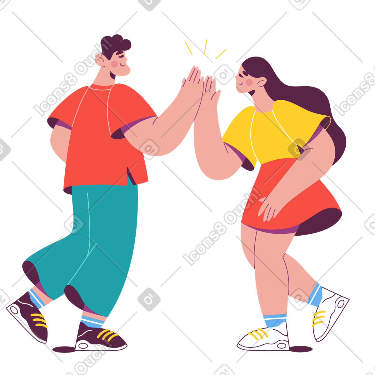 下载 Sammy 风格的 Friends high-fiving each other, Motivation and support 插画，支持 PNG、SVG 格式