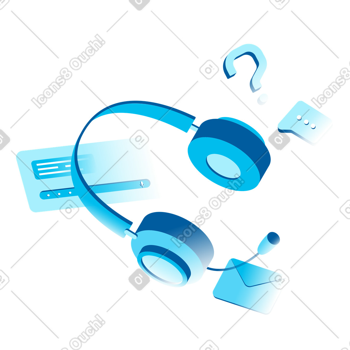 Ilustração de Bate-papo suporte on-line e fone ouvido em no estilo Icy para baixar em PNG, SVG