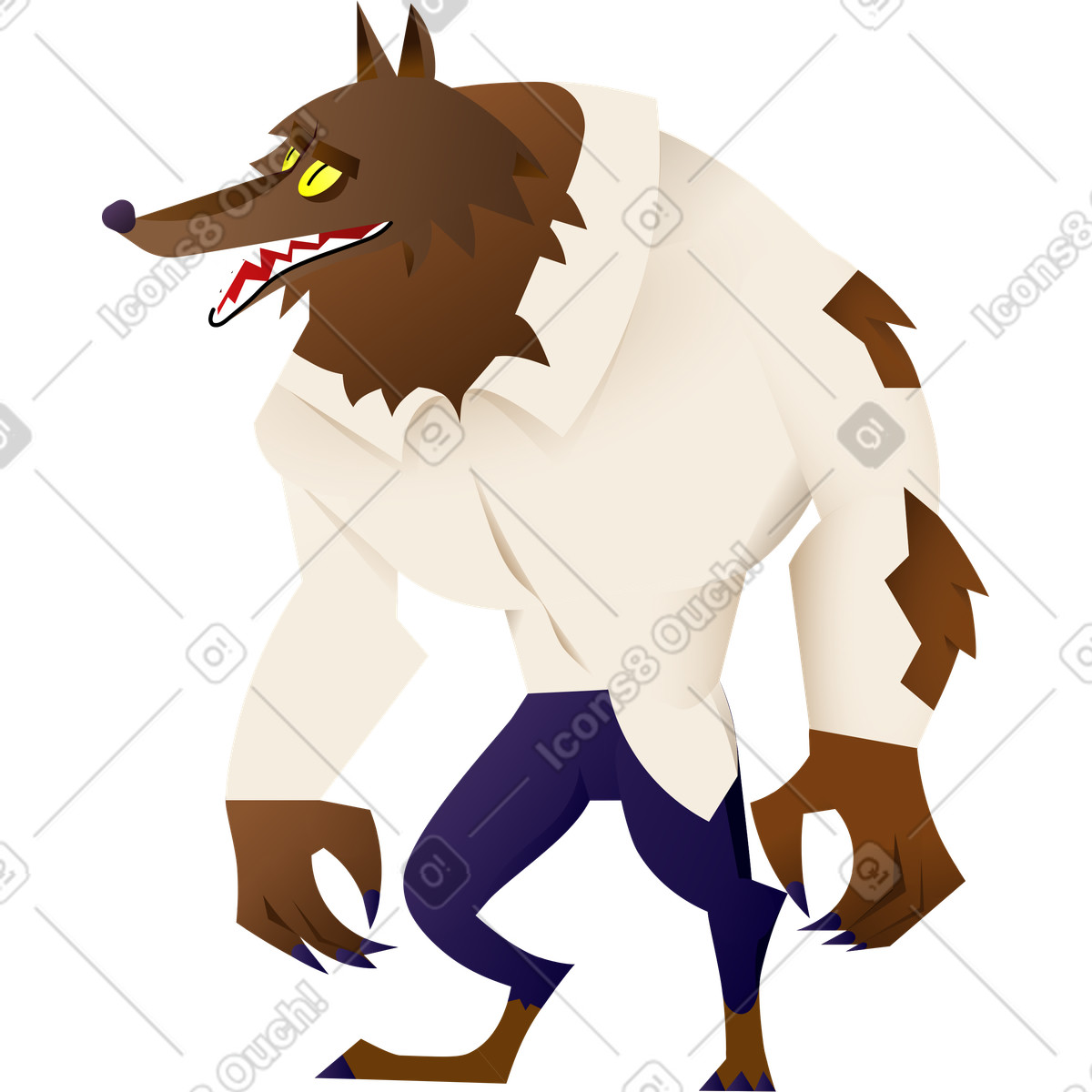 Ilustración animada Hombre-lobo en estilo Halloween Party a descargar en GIF, Lottie (JSON), AE