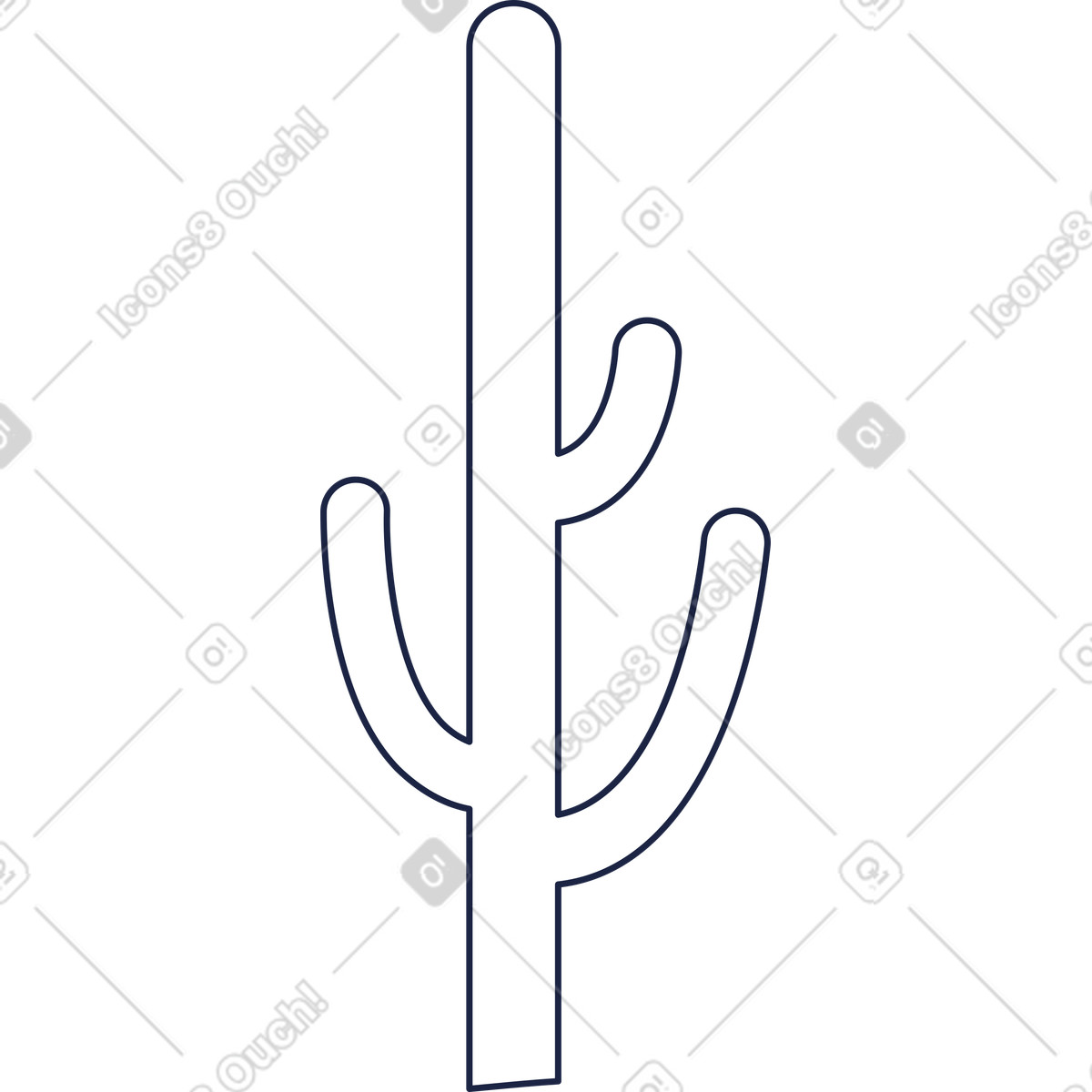 Cactus bianco illustrazione in stile Urban Line scarica in PNG, SVG