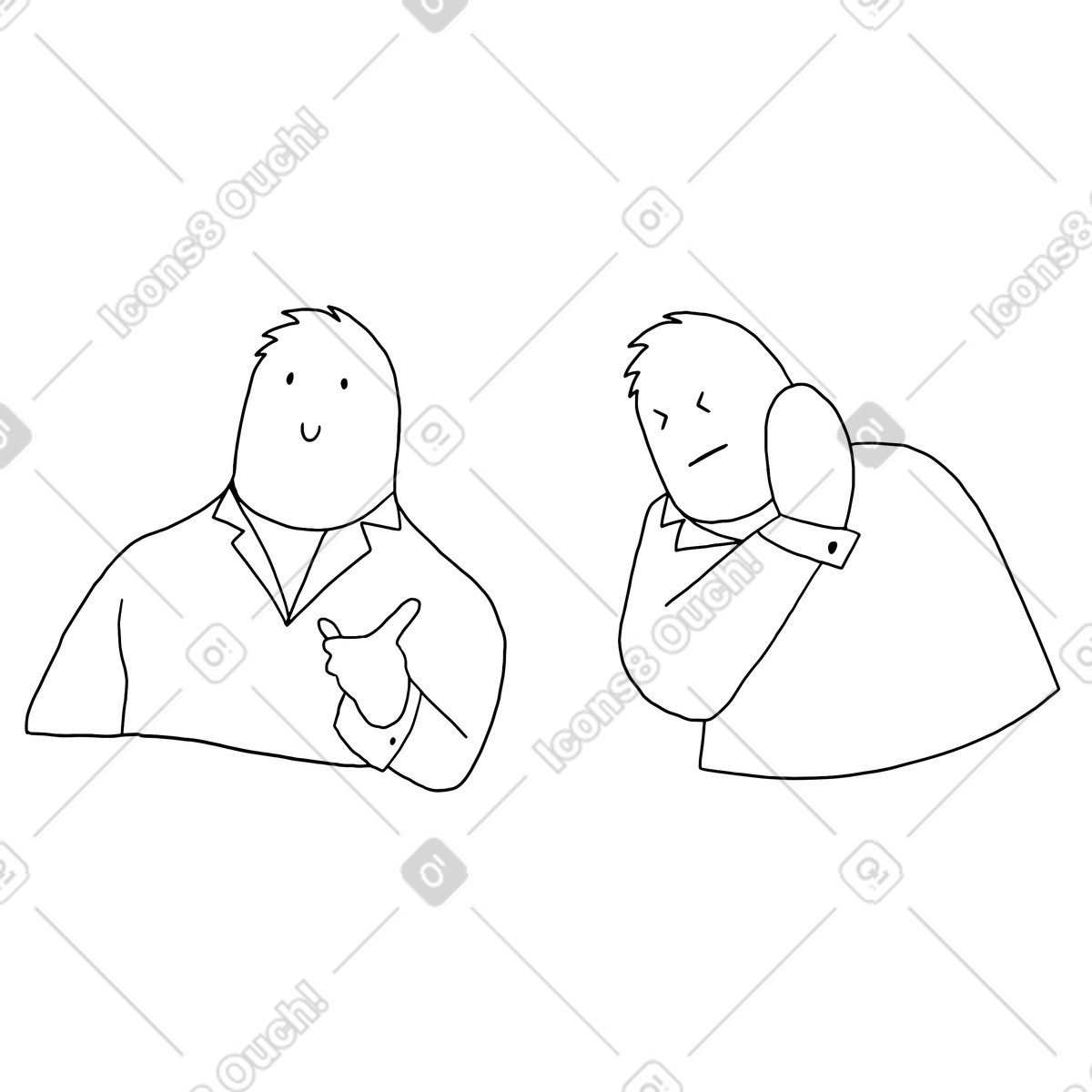 Illustration Personnage de doodle sélectif montrant la préférence dans le style Dudes à télécharger aux formats PNG, SVG