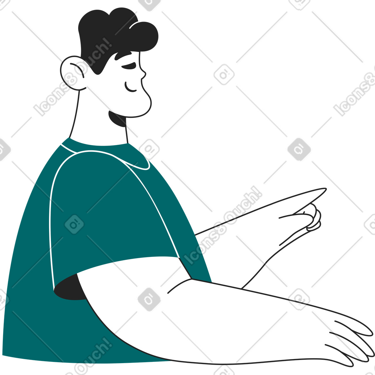 Mann zeigt mit dem finger auf etwas-Illustration im Sammy Line-Stil als Download in PNG, SVG