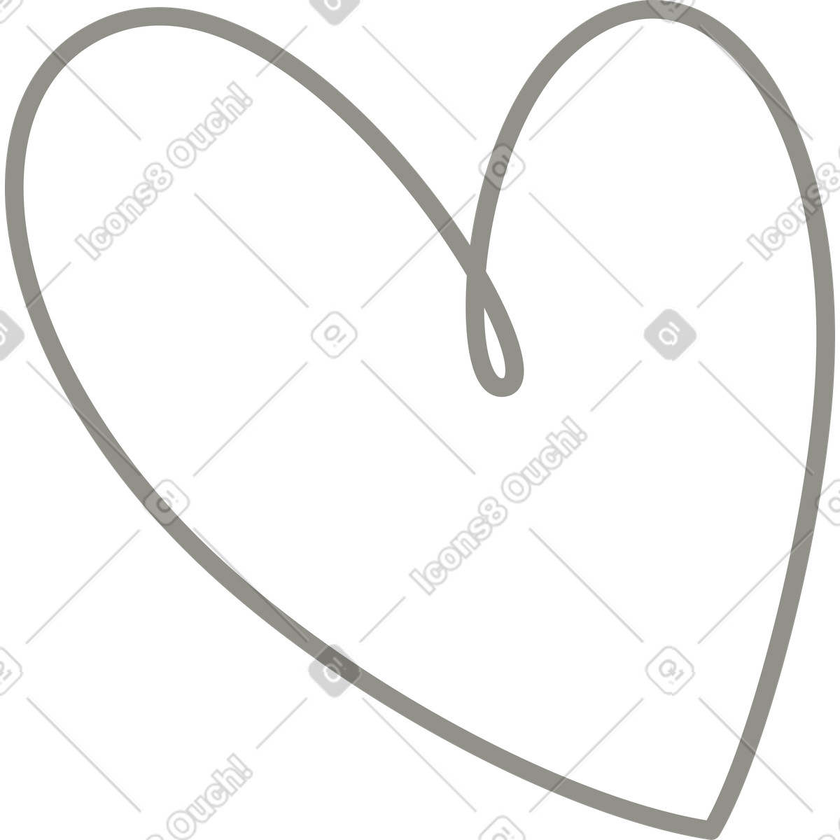 Outlined heart illustration in Plain style download in PNG, SVG