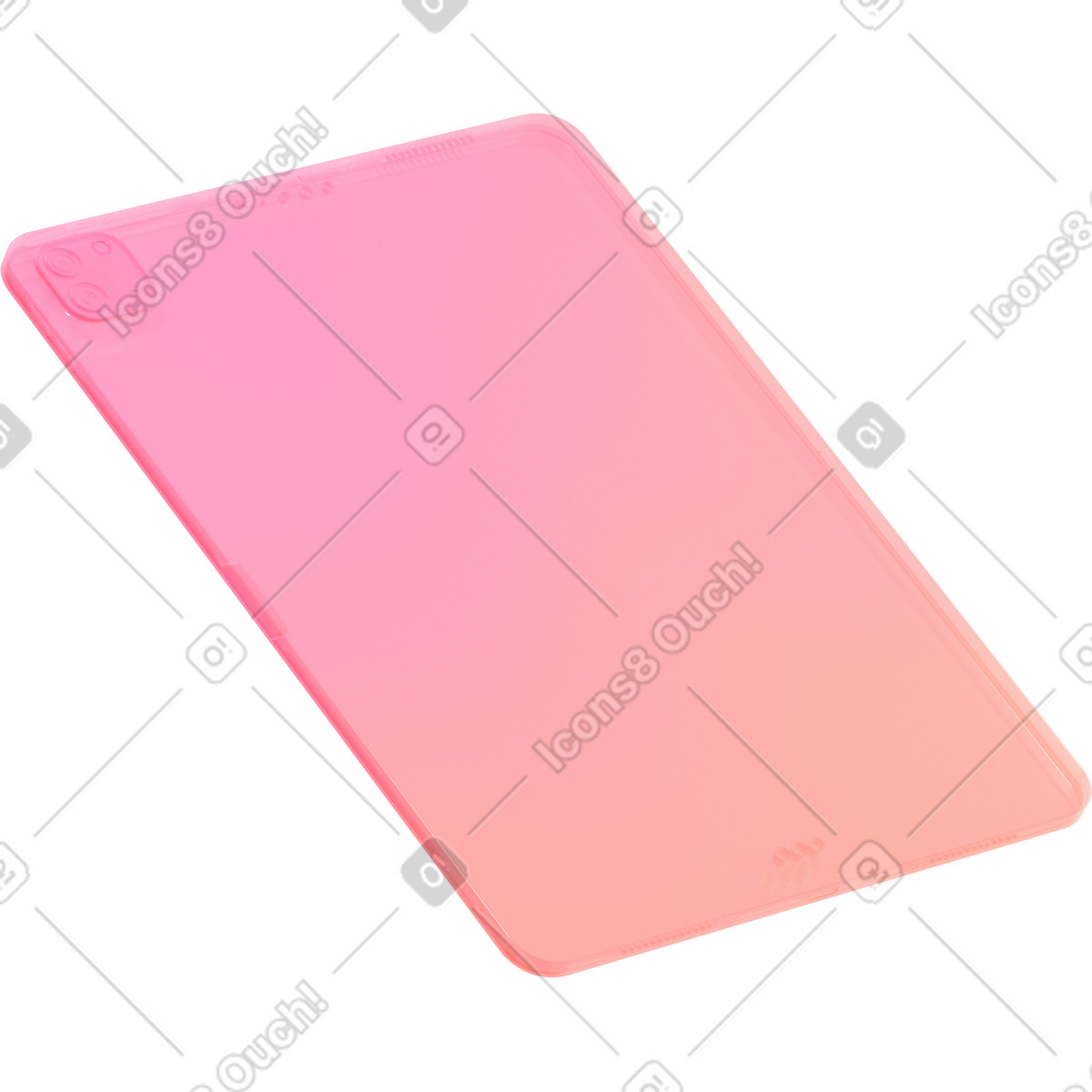 Ilustração de Tablet gradiente rosa com câmera inclinada em no estilo 3D Glassy para baixar em PNG, SVG