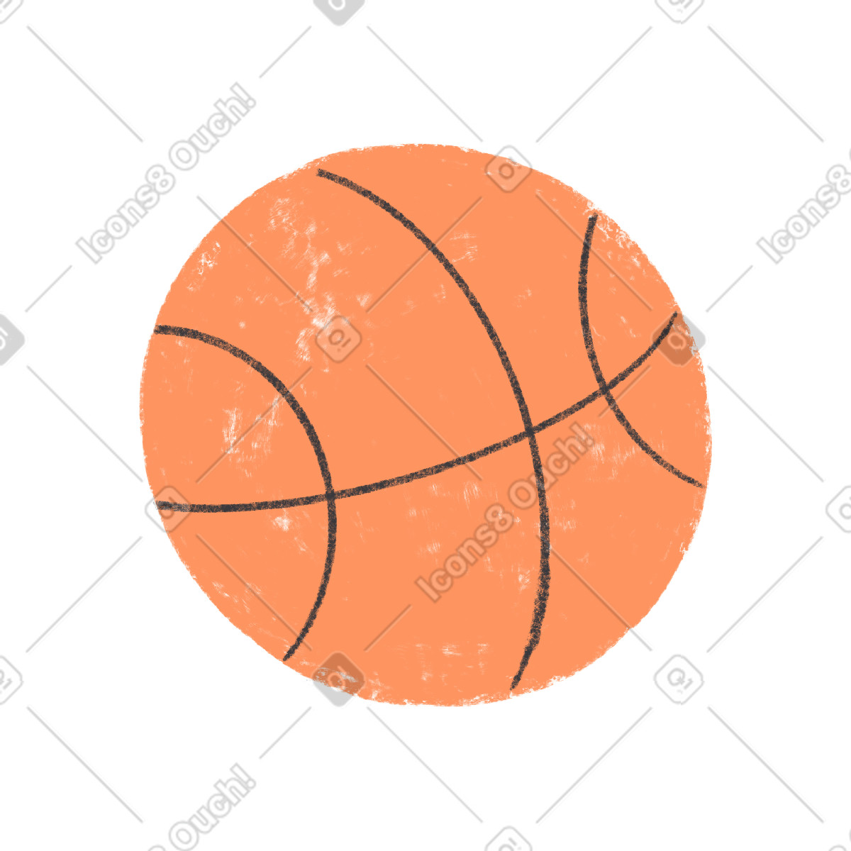 Orange basketball-Illustration im Chalky-Stil als Download in PNG, SVG