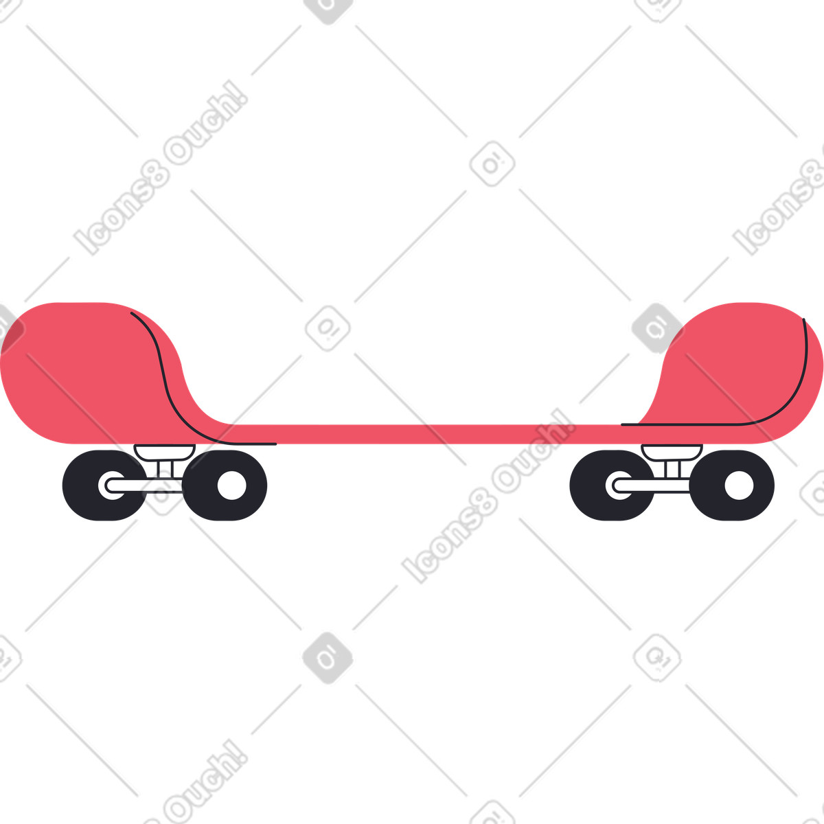 Skateboard su ruote illustrazione in stile Boba scarica in PNG, SVG