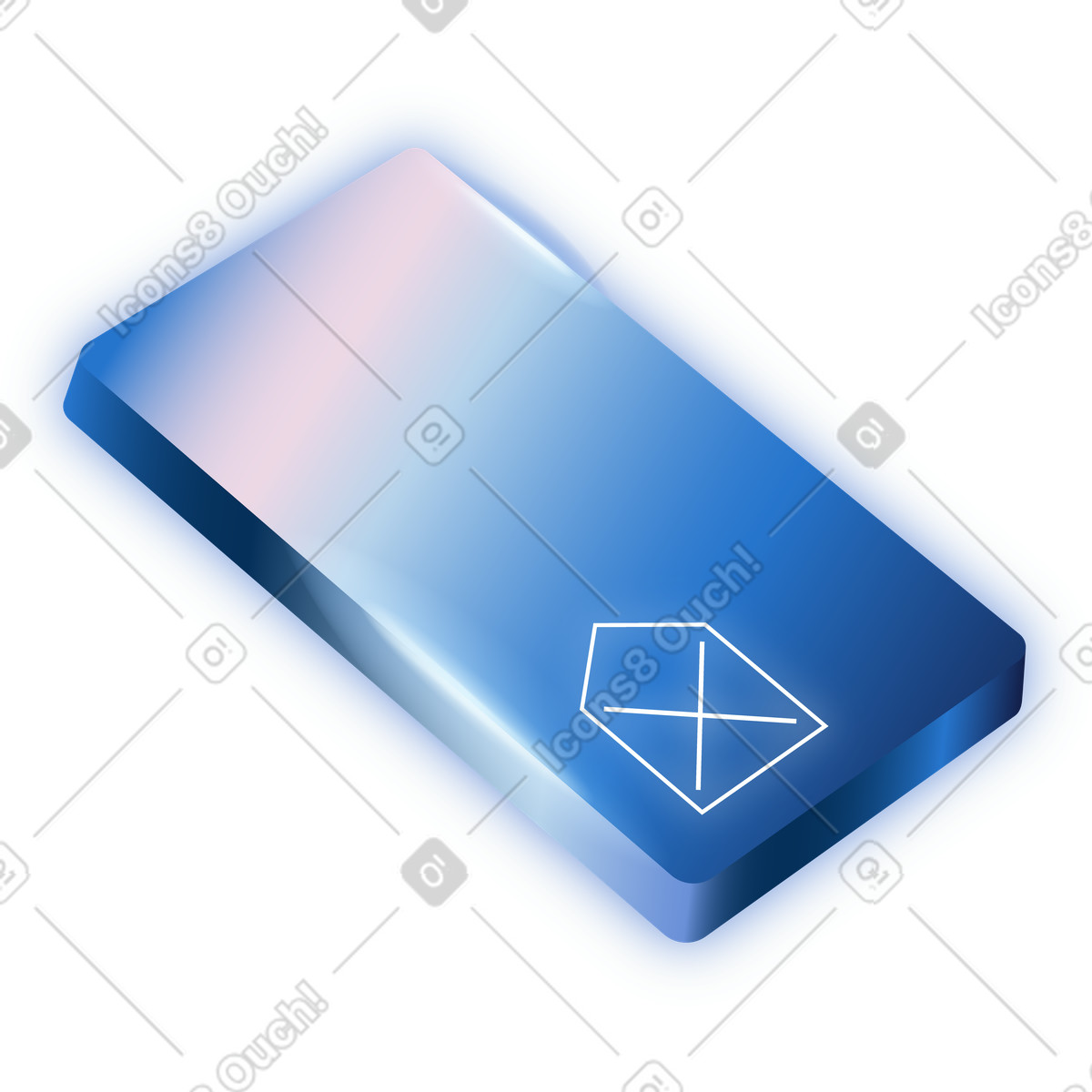 Blue gradient backspace button key illustration in Dimension style download in PNG, SVG