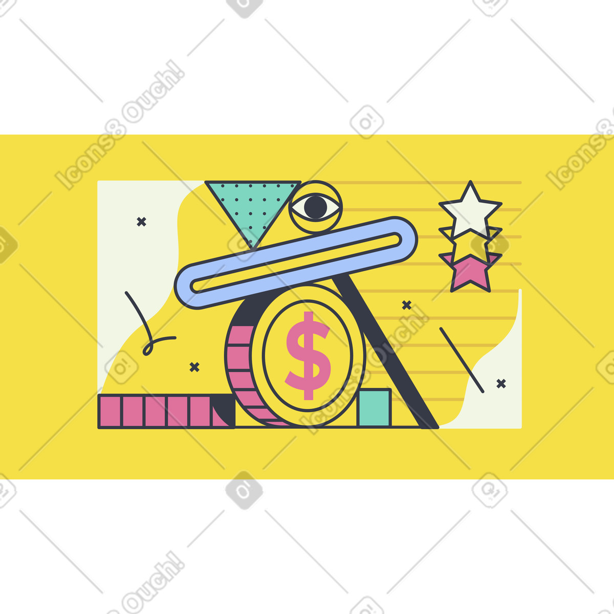 Financial stability with dollar coins animated illustration in Abstract style download in GIF, Lottie (JSON), AE