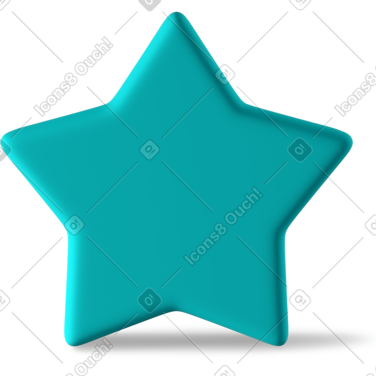 Turquoise star standing-Illustration im 3D Business-Stil als Download in PNG, SVG
