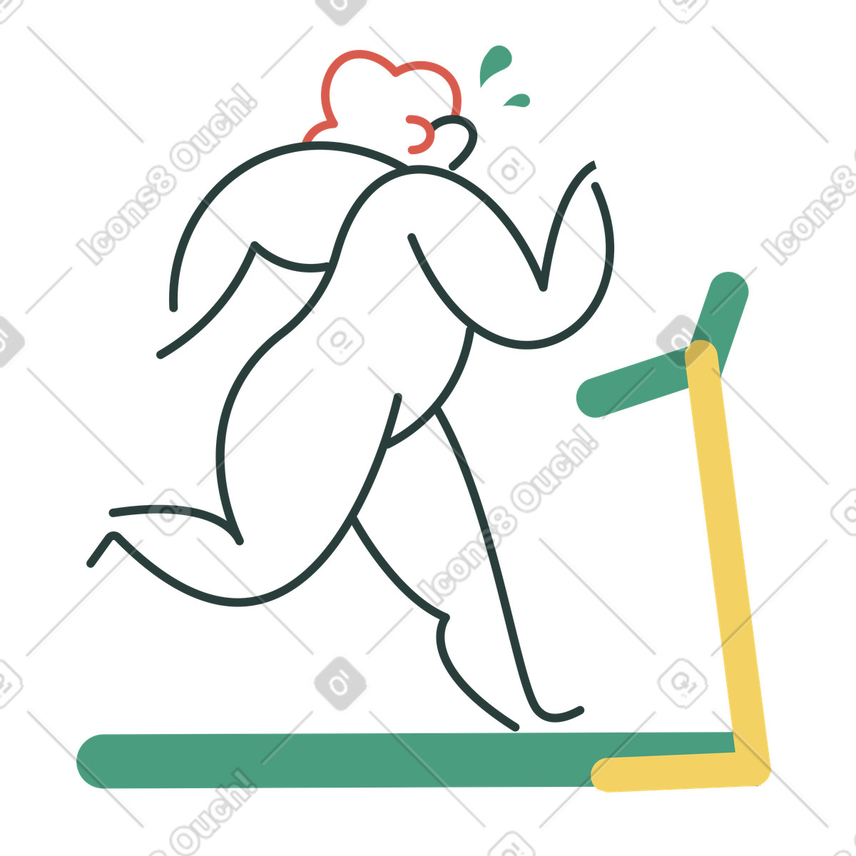 Illustration Courir sur un tapis roulant dans le style Macaroni à télécharger aux formats PNG, SVG
