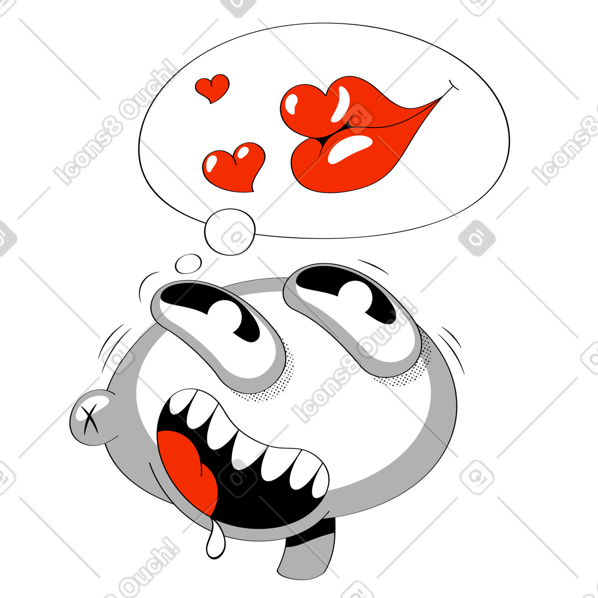 Man dreaming about kissing animated illustration in Looney style download in GIF, Lottie (JSON), AE