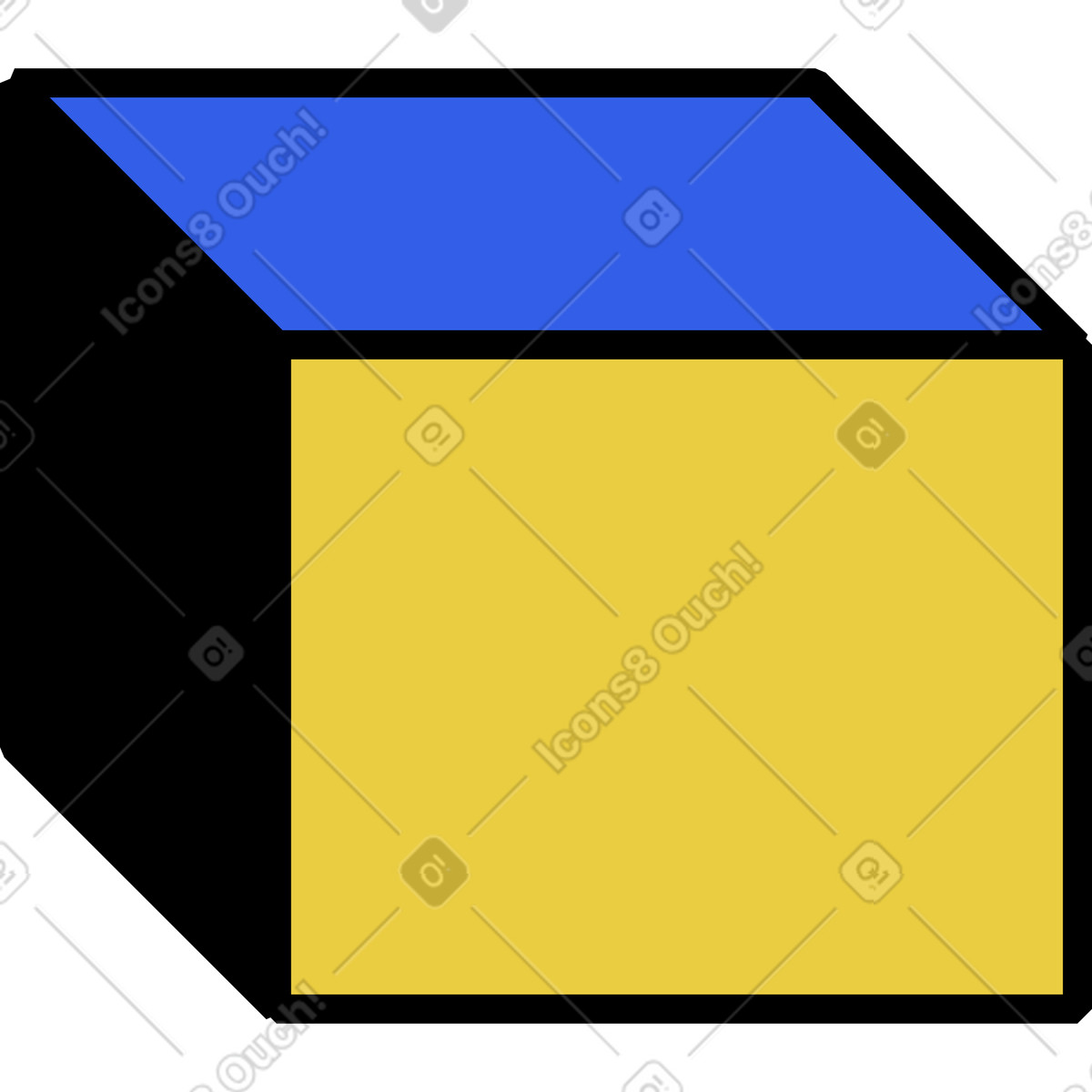Small parallelepiped illustration in Memphis style download in PNG, SVG