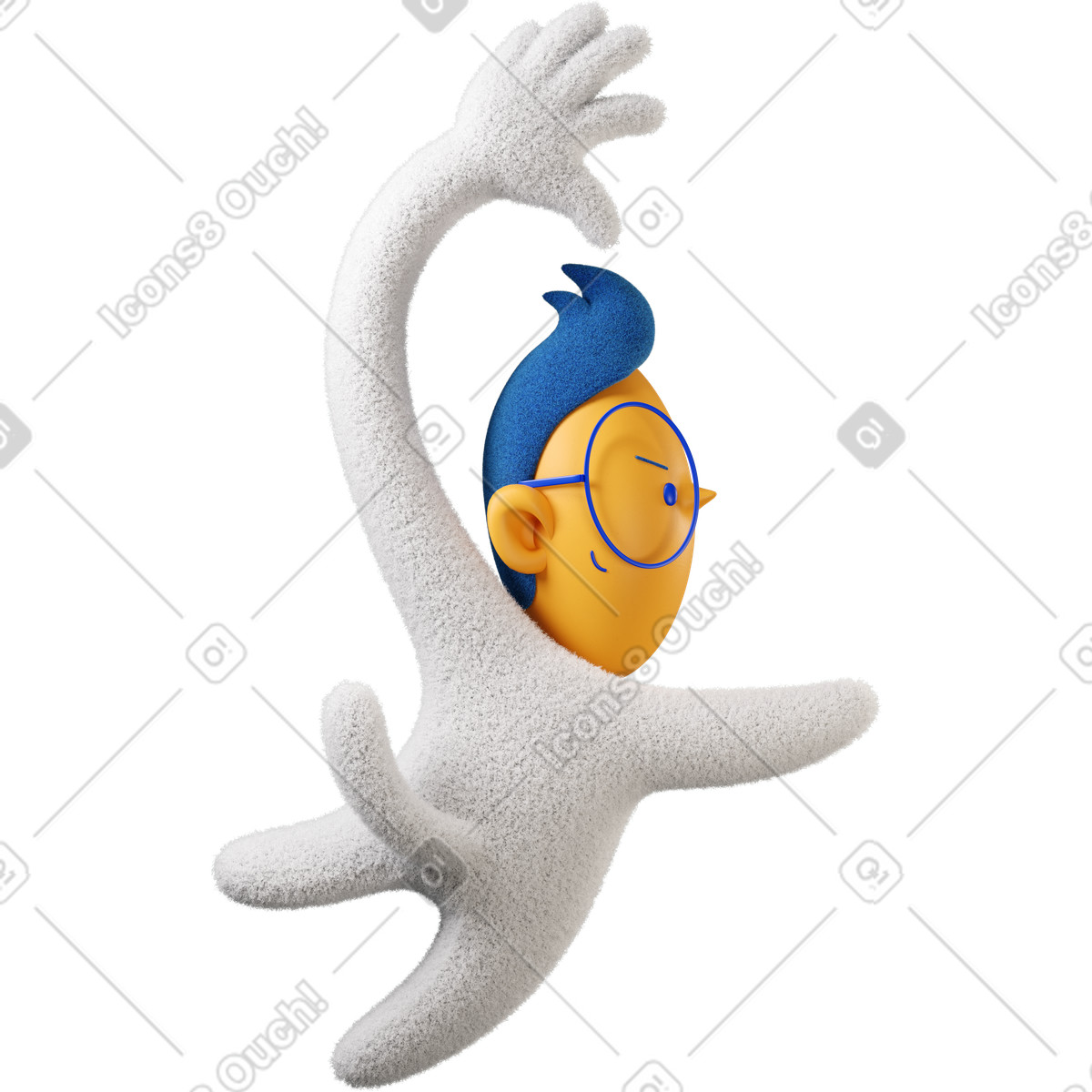 Ilustración Chico saltando ansiosamente a la derecha en estilo 3D Buddy descargar en PNG y SVG