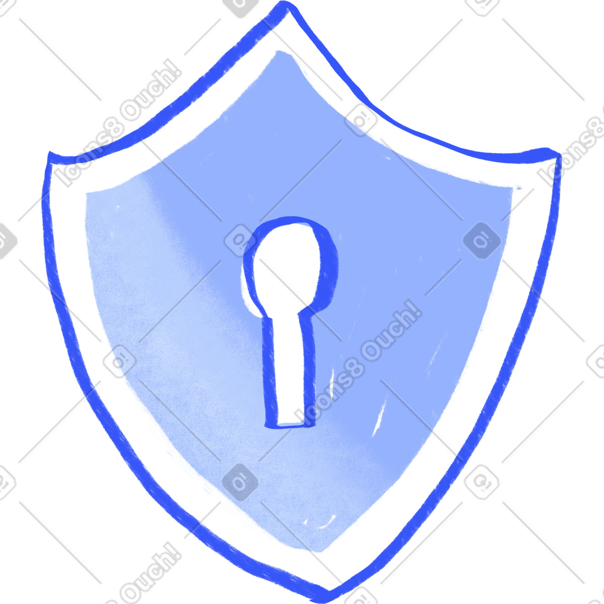 Shield with a key hole illustration in Quirky style download in PNG, SVG