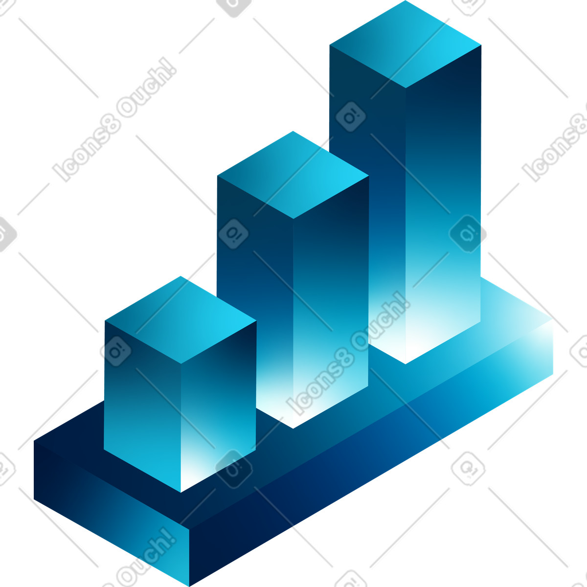 Three parallelepipeds of different heights on the platform illustration in PNG, SVG