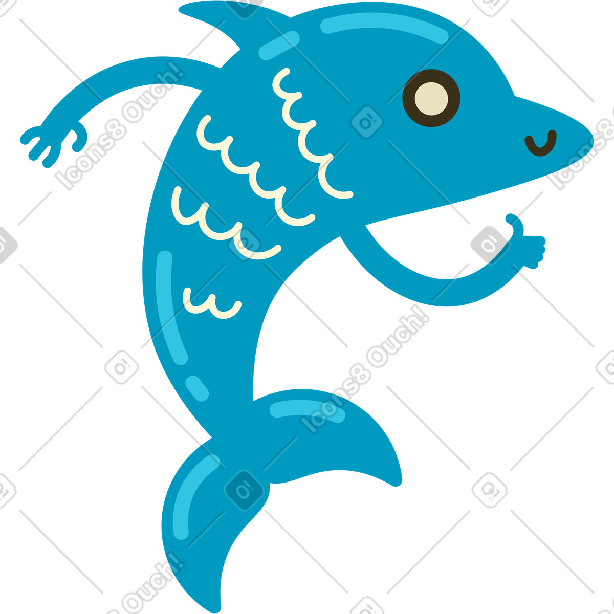 Dolphin illustration in Arabica style download in PNG, SVG