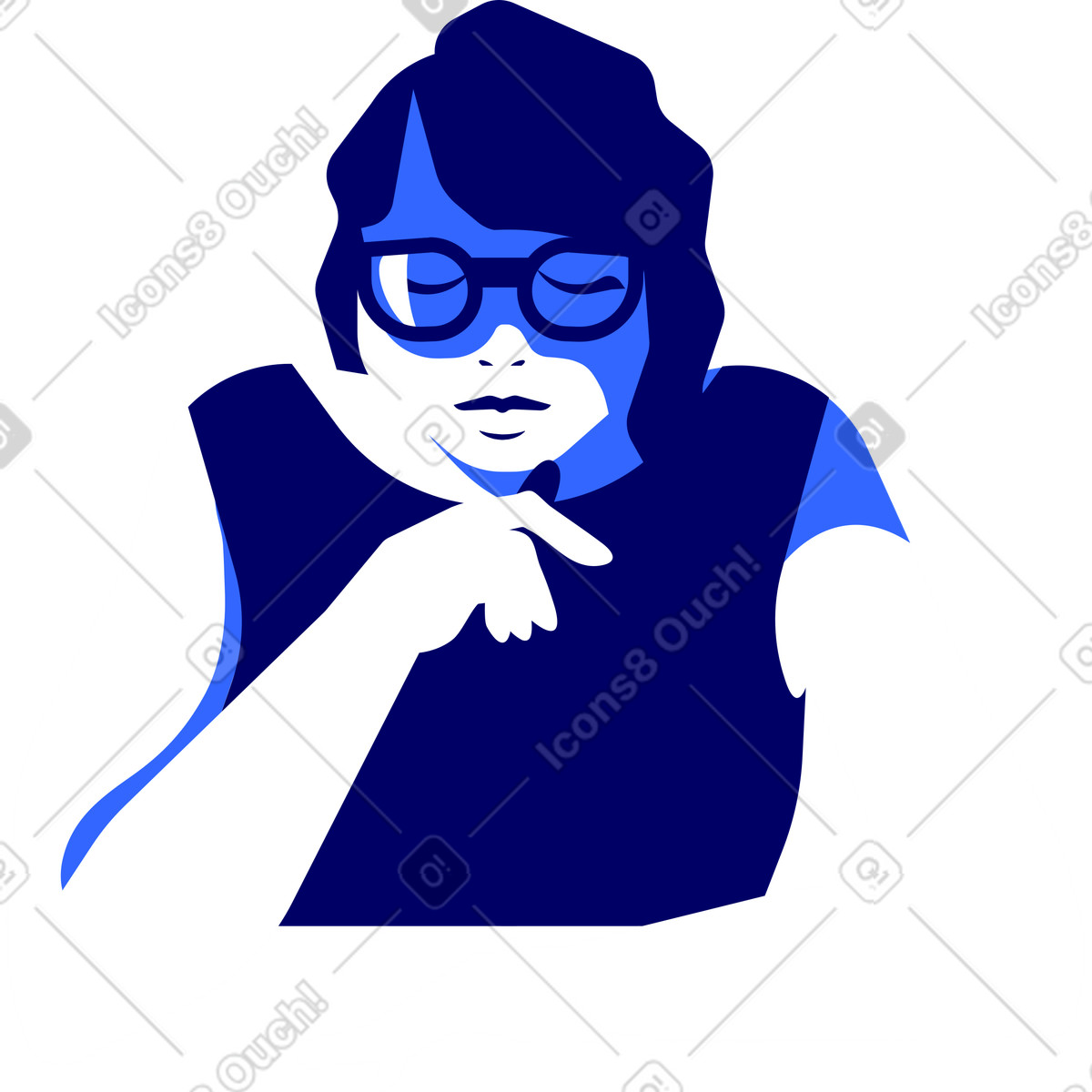 Mädchen mit brille schloss die augen-Illustration im Lounge-Stil als Download in PNG, SVG