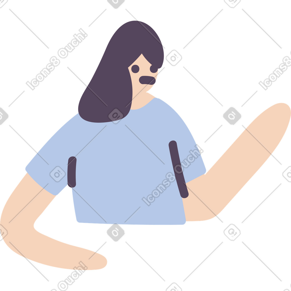 Illustration Upper body of woman dans le style Pluto à télécharger aux formats PNG, SVG