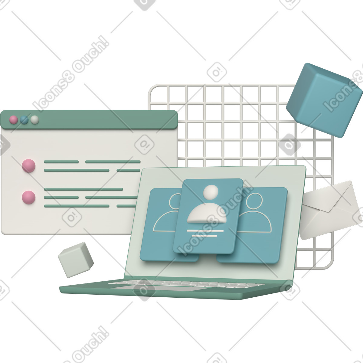 User interface elements animated illustration in GIF, Lottie (JSON), AE