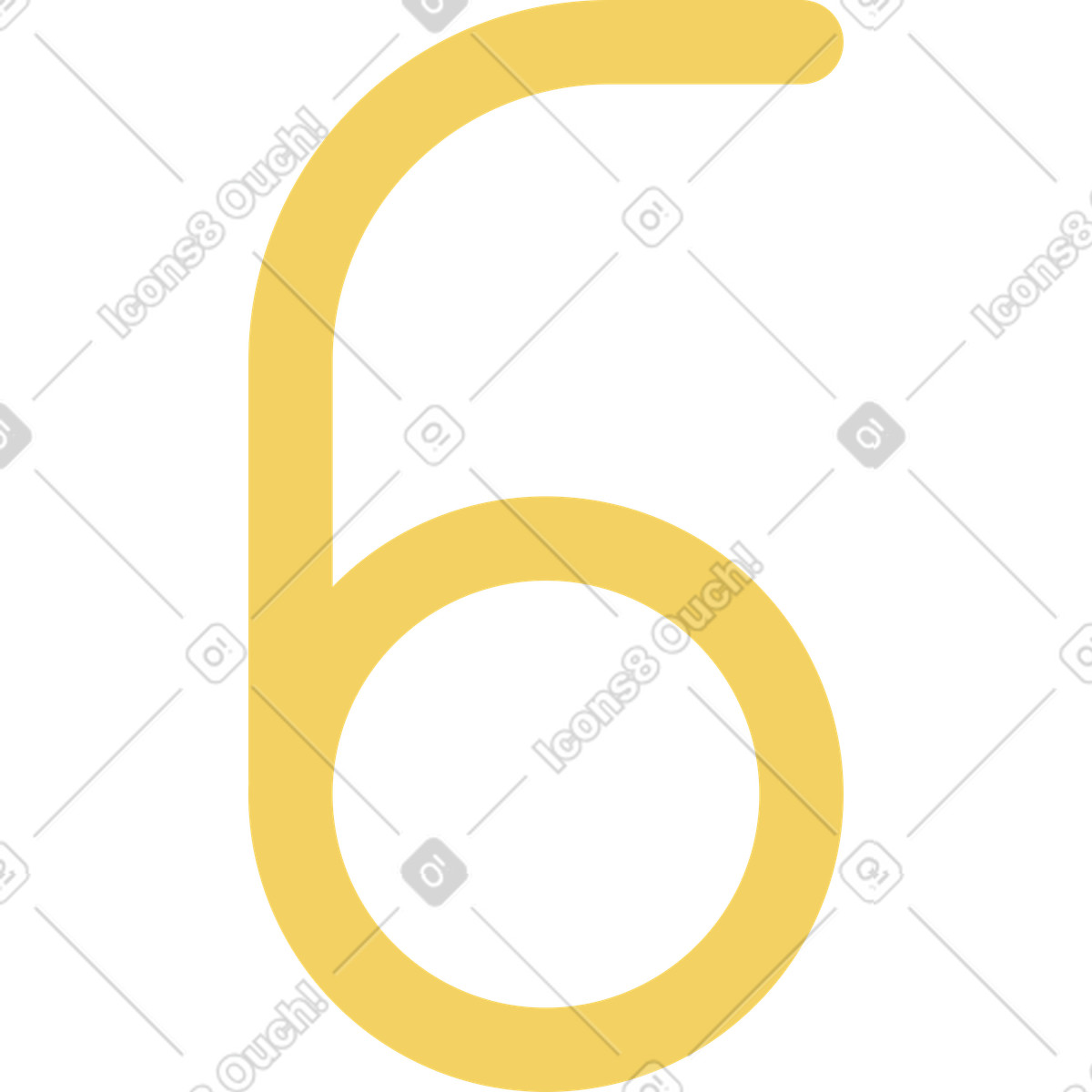 Giallo 6 cifre illustrazione in stile Macaroni scarica in PNG, SVG