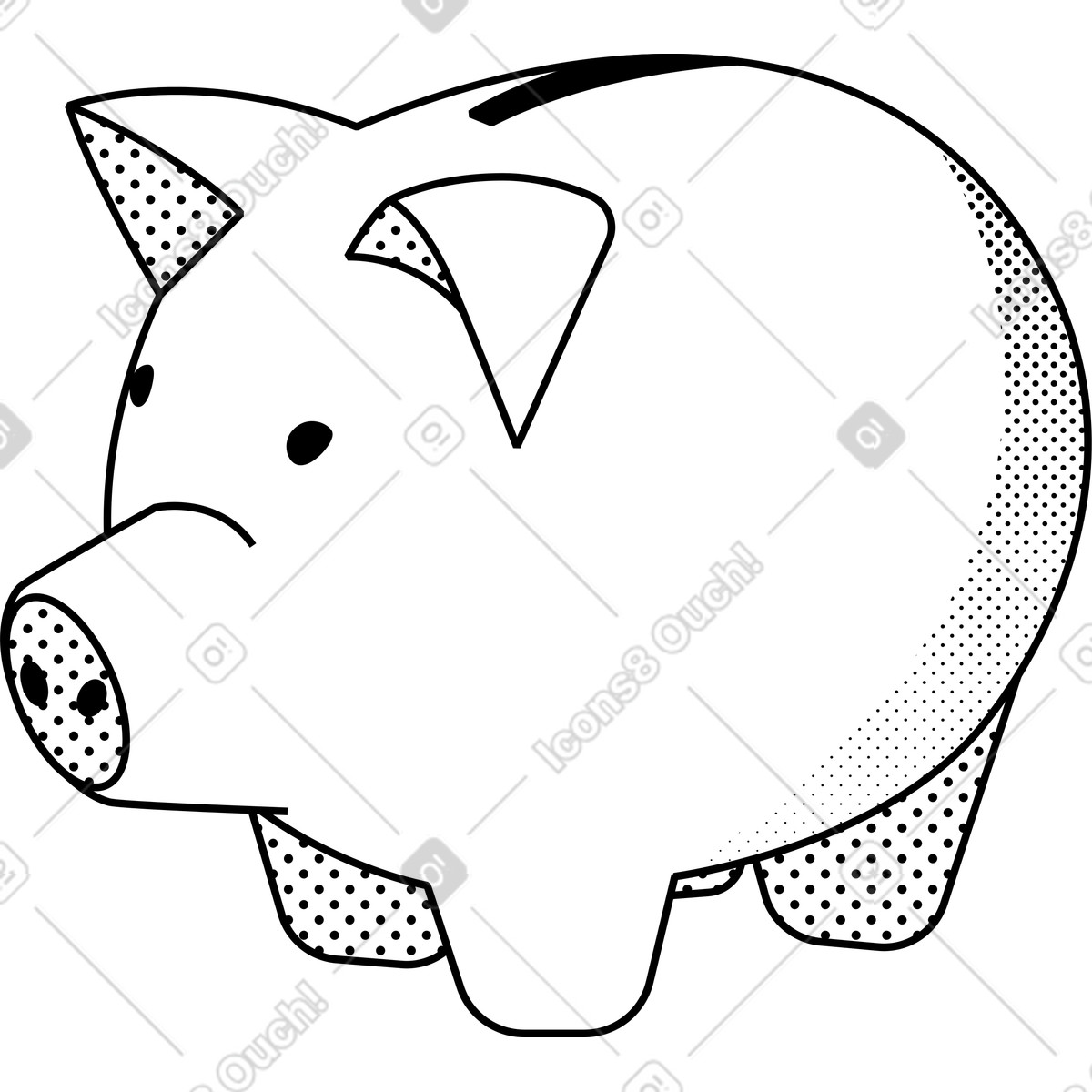 Piggy bank illustration in Memphis style download in PNG, SVG