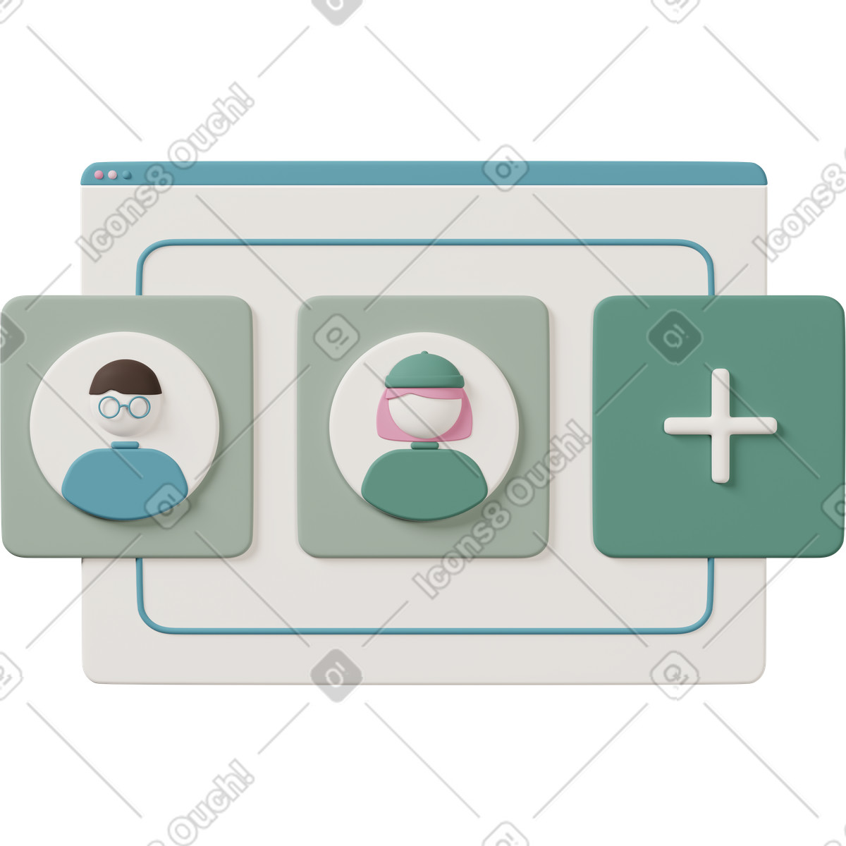 下载 3D Casual life 风格的 Adding new user window 插画，支持 PNG、SVG 格式
