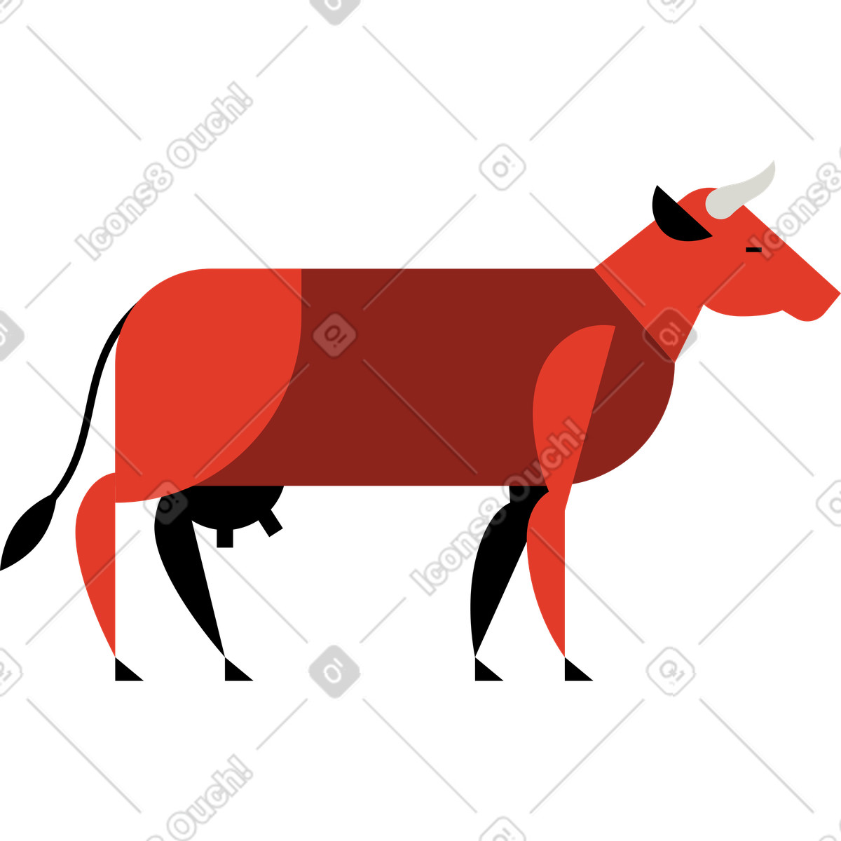 Kuh-Illustration im Burgundy-Stil als Download in PNG, SVG