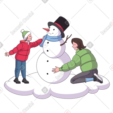 Mother and child making snowman PNG, SVG