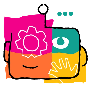 A colorful abstract face with geometric shapes - Puzzle style illustration