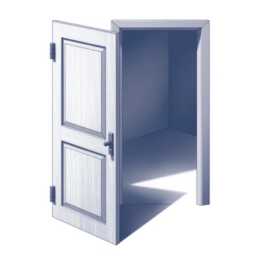 A creaking door slowly opening to reveal a shadowy interior