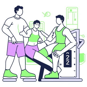 An athlete is sitting on a leg curl machine, smiling and looking excited about achieving a personal best. The athlete is wearing a fitted tank top and athletic shorts, with sweat glistening on their forehead. To the side, a coach is standing with a proud expression, extending their hand for a high-five. The gym is equipped with various workout machines in the background, including weights and exercise mats. A digital display on the leg curl machine shows the achieved weight and repetitions next to the athlete.