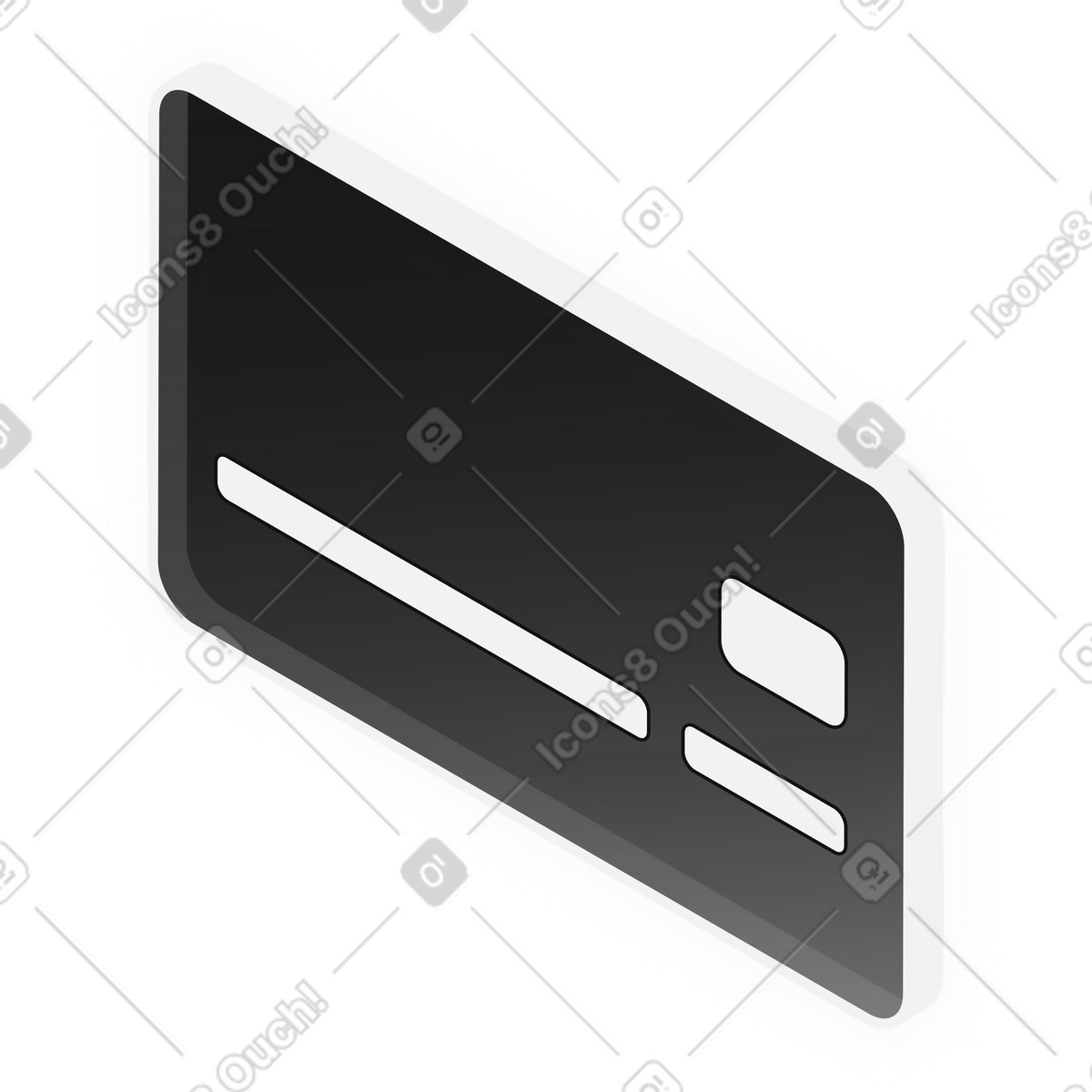 Black bank credit card illustration in Inverse style download in PNG, SVG